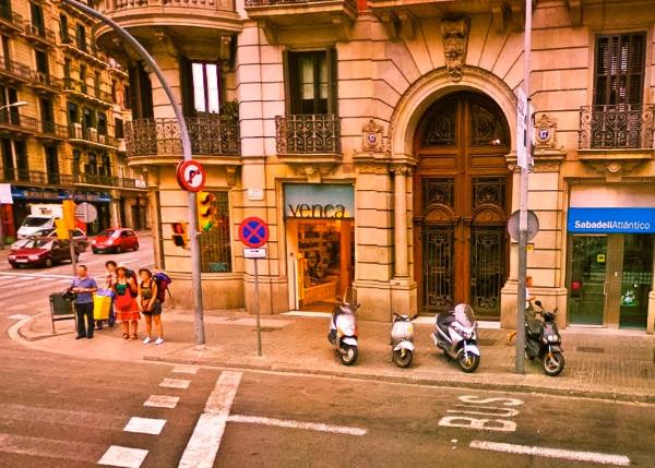 Front door of Alternative Creative Youth Hostel in Barcelona Spain city center
